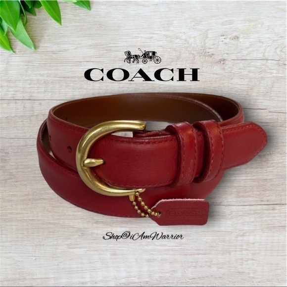 Authentic Coach red leather skinny belt *Shop@iAmWarrior - Picture 1 of 8